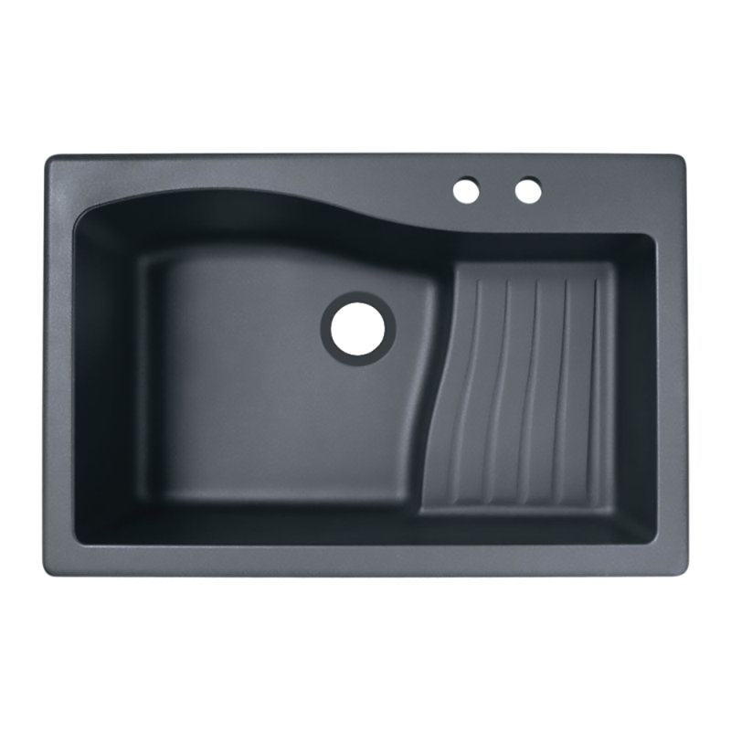 Évier de cuisine à montage double L 33 po x l 22 po, Noir, 2 trous 2B