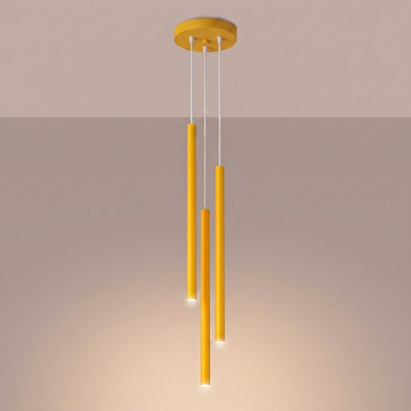 Pendant lamp Berthile 1 gold, 19,5x19,5x115 cm, Yellow, 3 Lights