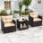 3 PCS Patio Sofa Set with Cushions & Tempered Glass Tabletop for Backyard