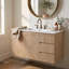 Meuble-lavabo mural traditionnel de 91 cm (36 po) avec lavabo en céramique, armoire de rangement avec 3 tiroirs et charnières à fermeture silencieuse.