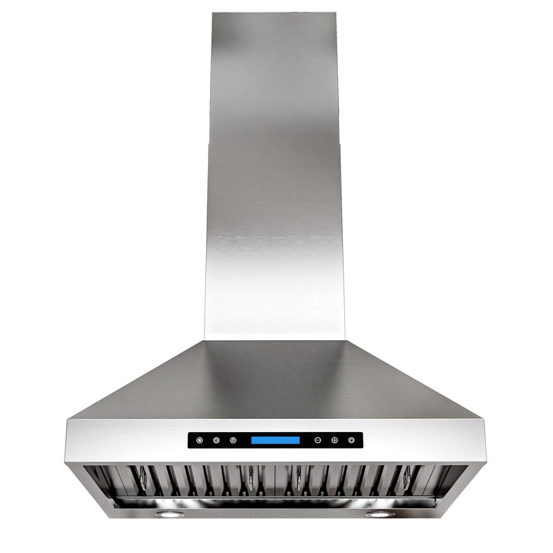 30 inch 800 CFM Convertible Wall Mount Range Hood 4 Speed Quiet Stainless Steel Remote and Touch Panel Control with LED Lights