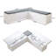 Banc de rangement en forme de L, banc de coin-repas de cuisine, banc d'angle sans dossier avec rangement, bancs à chaussures avec coussin pour vestiaire d'entrée, blanc et gris, P 63 po x l 63 po x H 18,3 po