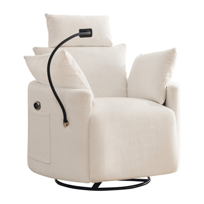 Round Swivel Recliner with Adjustable Headrest, Power & Manual Options