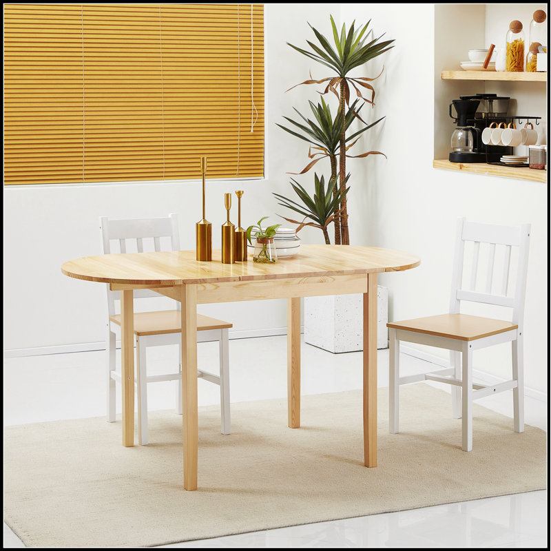 Table de cuisine en bois massif de 55 po avec abattant, parfaite pour les petits espaces et un rangement facile, Naturel