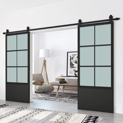 84'' Hollow Glass without Installation Hardware Kit Barn Door