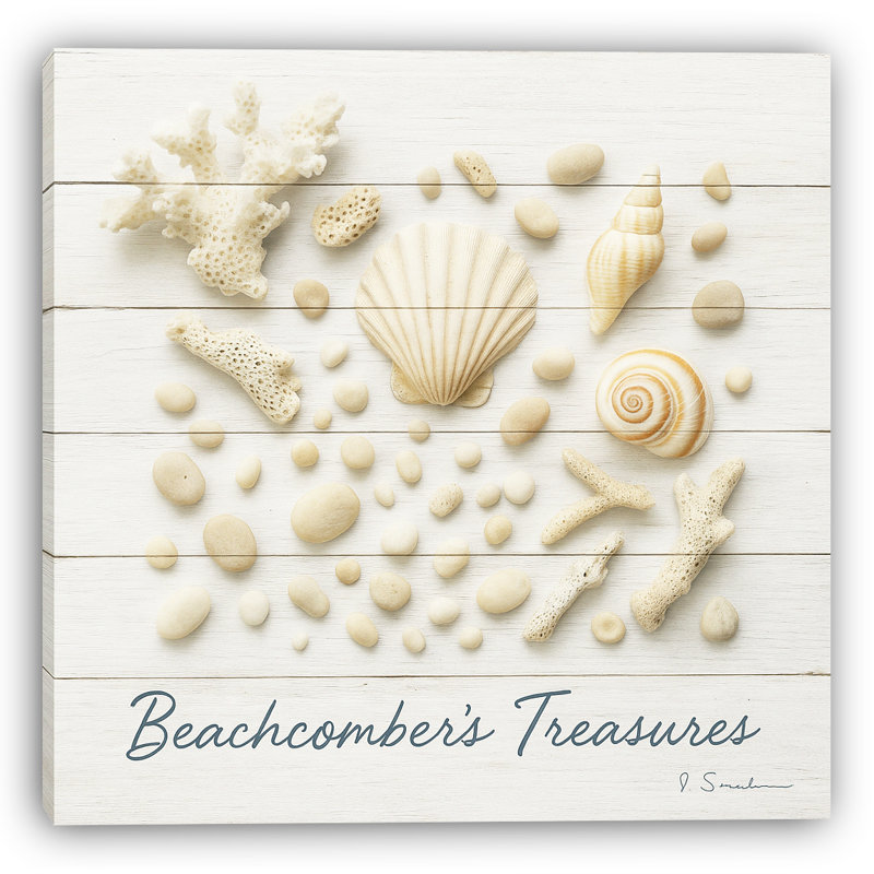 Beachcomber's Treasures - Coquillage côtier et toile de corail, art mural