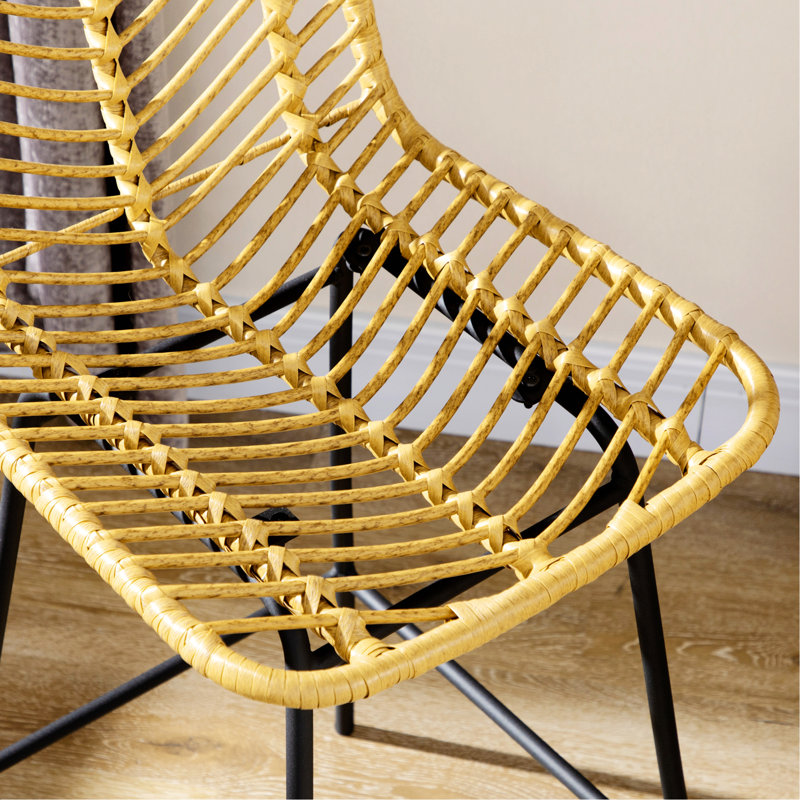 Tabourets de bar, tabourets de bar avec siège et dossier en osier respirant, tabouret de bar à cadre en métal pour la cuisine, la salle à manger, le bar