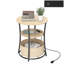 Table basse, table d'appoint ronde avec station de charge, table de bout à 3 niveaux
