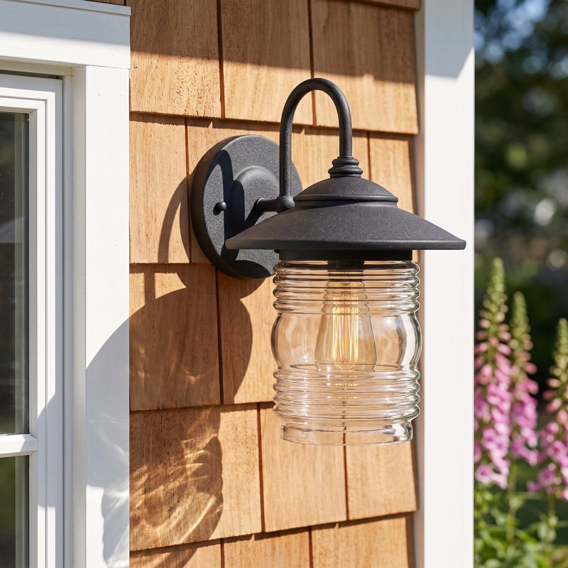 Meissa Dorulet Outdoor Wall Lantern, Black