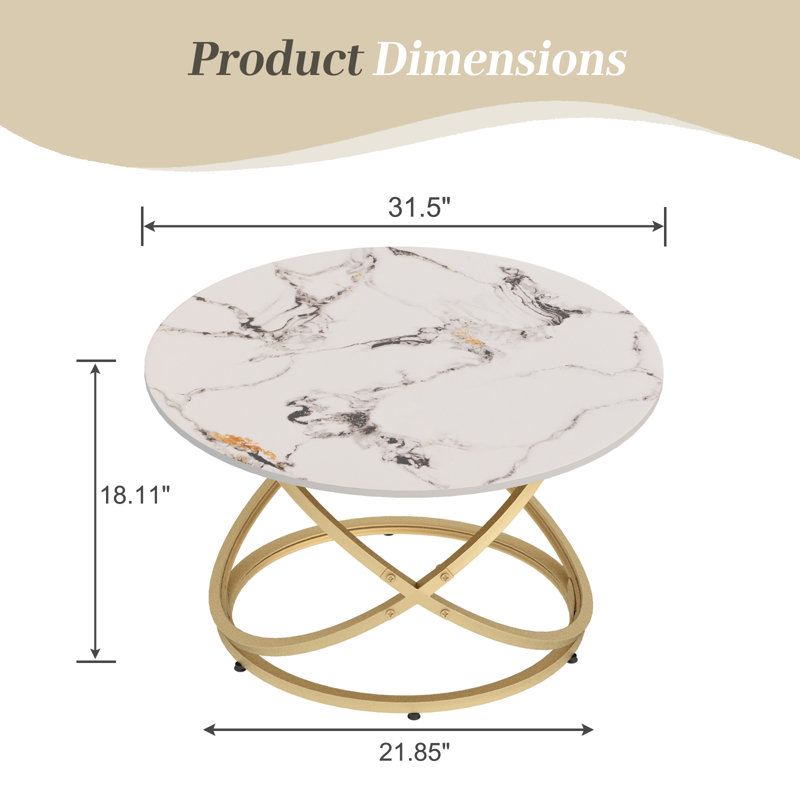 Ensemble de 3 tables basses, Or, Blanc