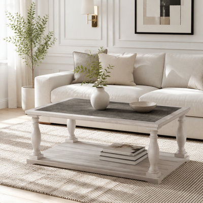 Farmhouse Rectangular Coffee Table with Turned Spindle Legs