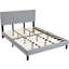 Lit plateforme king size en bois massif avec tête de lit rembourrée, sans sommier, montage facile, gris-328378485-328378441