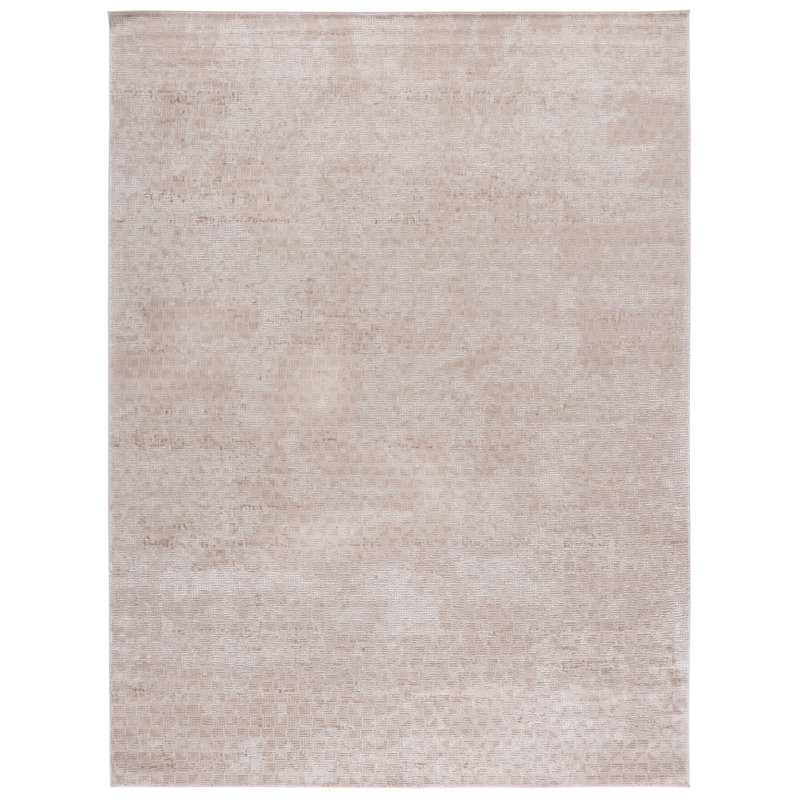 Tapis géométrique tissé à la machine en taupe / beige Alnitak, Rectangle 8 pi x 10 pi