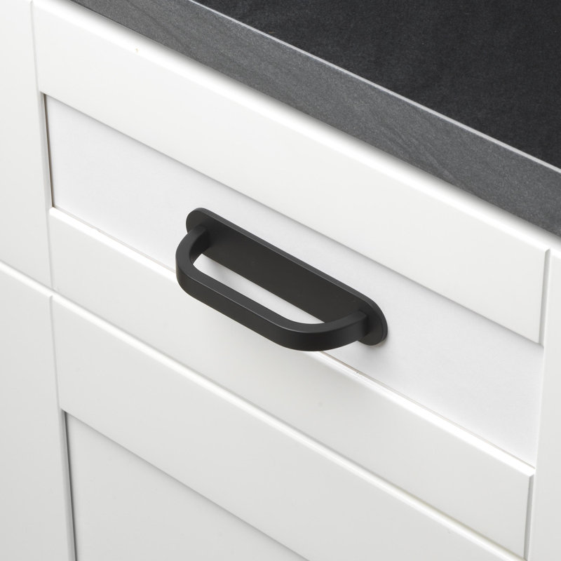 GlideRite Hardware 4-3/4 in. Rounded Backplate 3-3/4 in. Centre to Centre, 5343-96, Matte Black