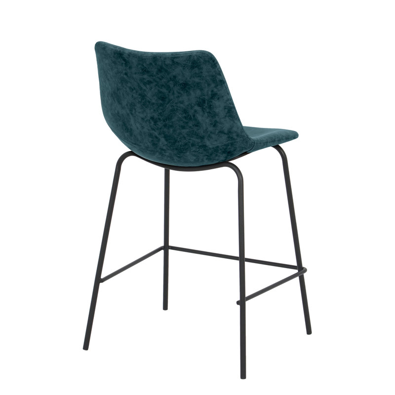 Tabouret de bar en similicuir (ensemble de 2), Tabouret de comptoir (assise de 24 po de hauteur), Indigo