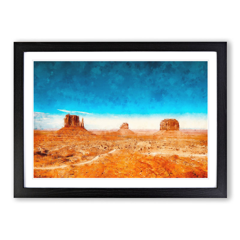Monument Valley in Tribal Park - Picture Frame Painting Print, 24cm H x 33cm W x 2cm D, Black Framed