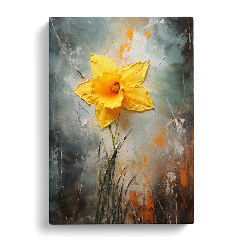 Daffodil Flower Action Painting No.4 - Print, 60cm H x 40cm W x 3cm D