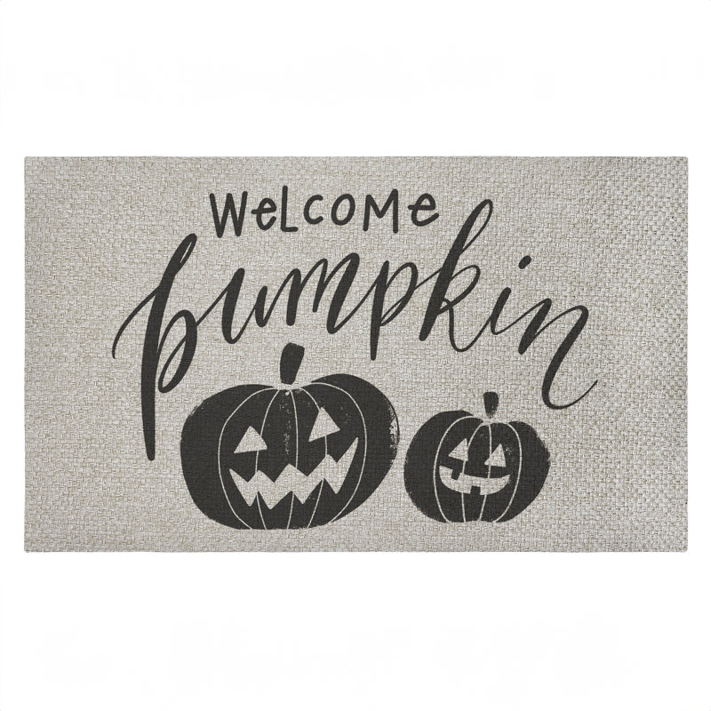 Tapis de porte d'extérieur Welcome Pumpkin Minimal, design par Caverly Smith, 18 po x 30 po