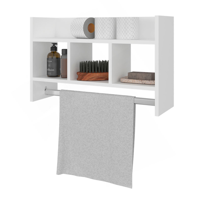 Tablette de bain avec barre à serviettes, tablettes ouvertes et espace de rangement pour articles de salle de bain Franklin, blanc