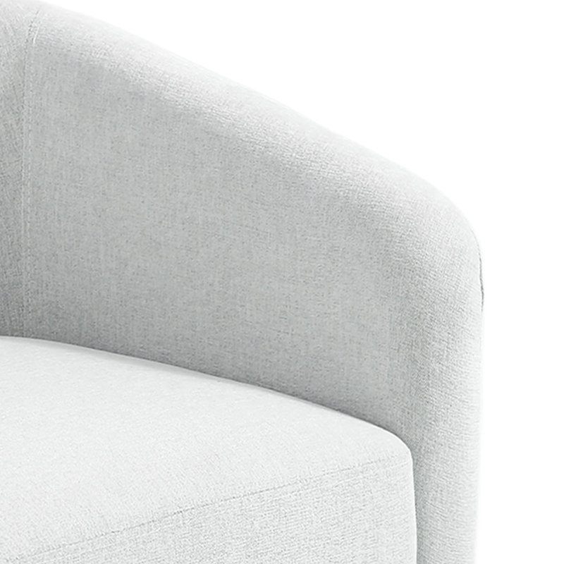 Fauteuil demi-tonneau pivotant en chenille beige avec base en bois massif Applewold, Beige