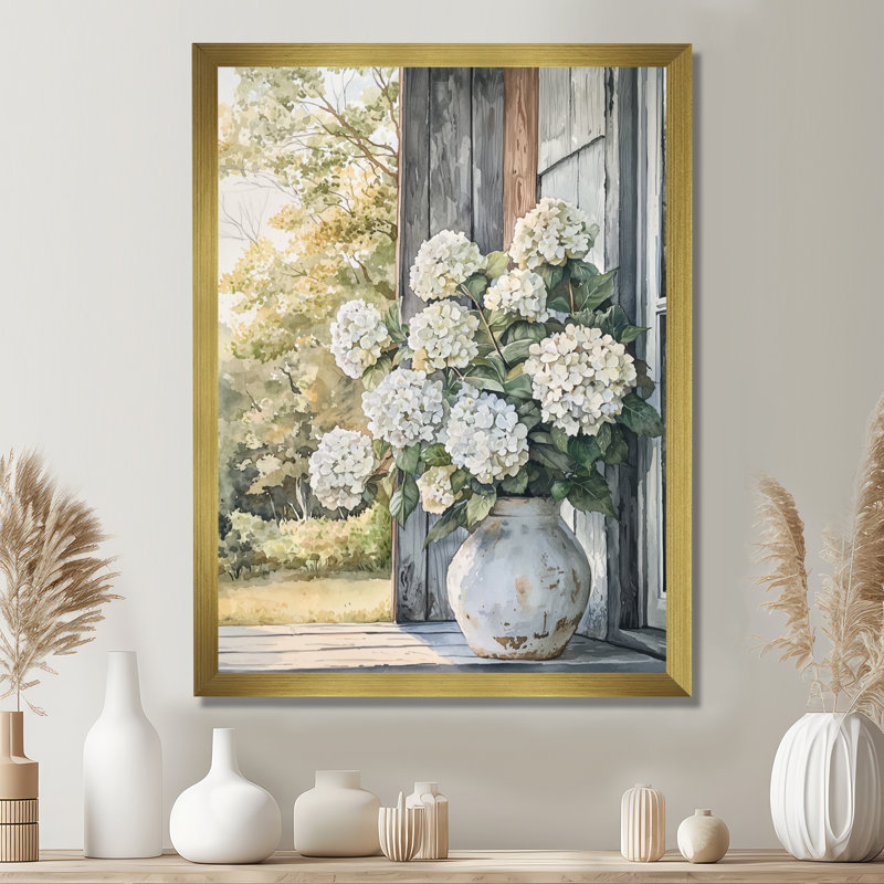 Bayle - salon d'art mural floral, H 20 po x l 12 po, Reproduction encadrée d'une seule photo, Doré