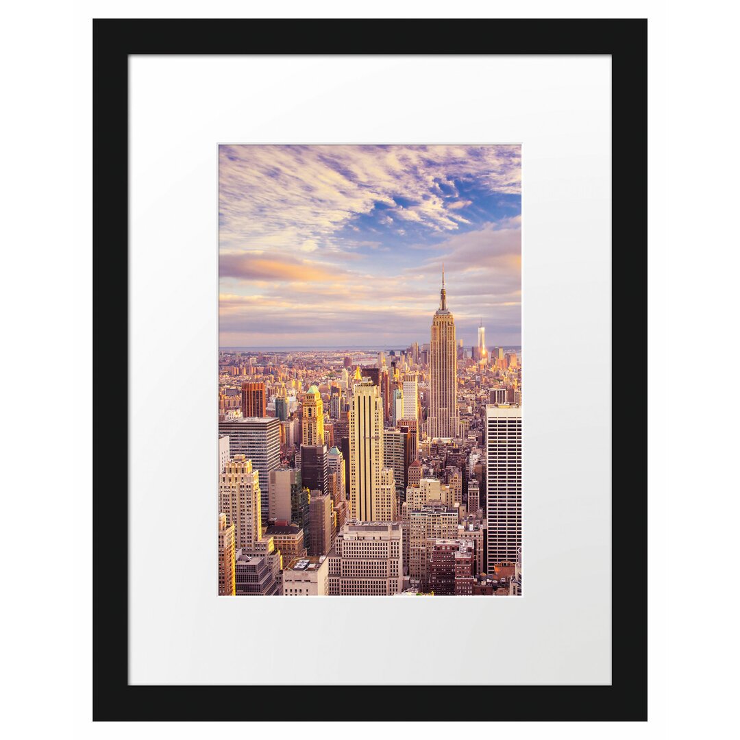 Gerahmtes Poster Skyline New York Sonnenuntergang