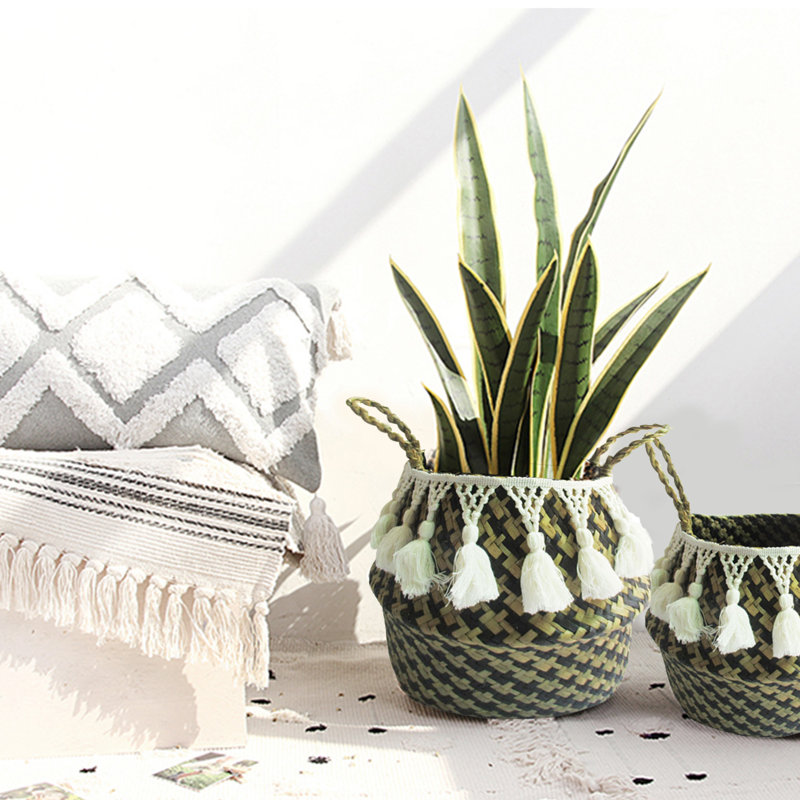 Panier à linge tissé à la main, H 11,02 po x l 12,6 po x P 12,6 po