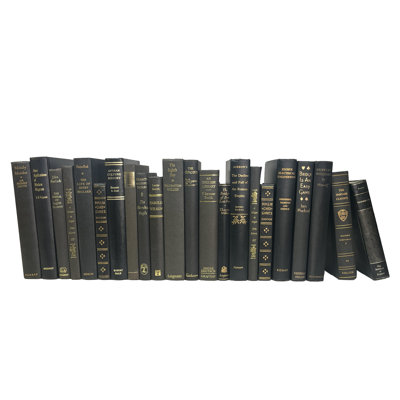 Livres décoratifs - Onyx rétro et livres dorés - Livres noirs au pied