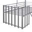 Lit mezzanine simple en métal avec toit, fenêtre, garde-corps et échelle argenté