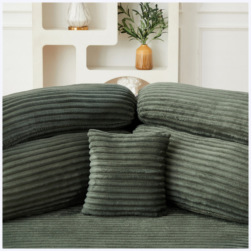 53- Canapé pour salon, 34" W, Green Corduroy