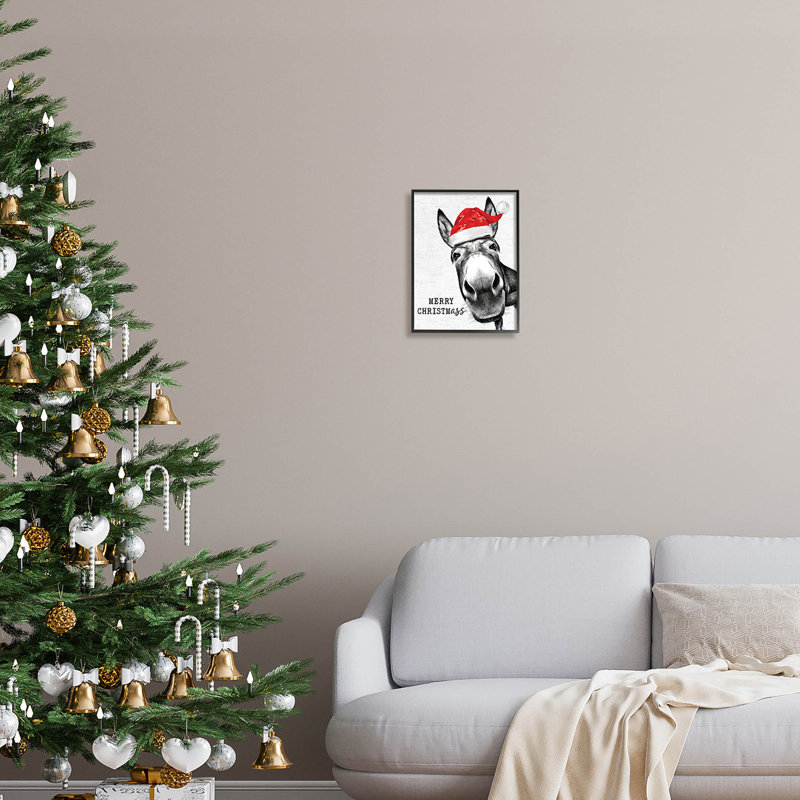 «Merry Christmass Funny Donkey» par Lettered and Lined - Impression sur bois, H 14 po x l 11 po x P 1,5 po