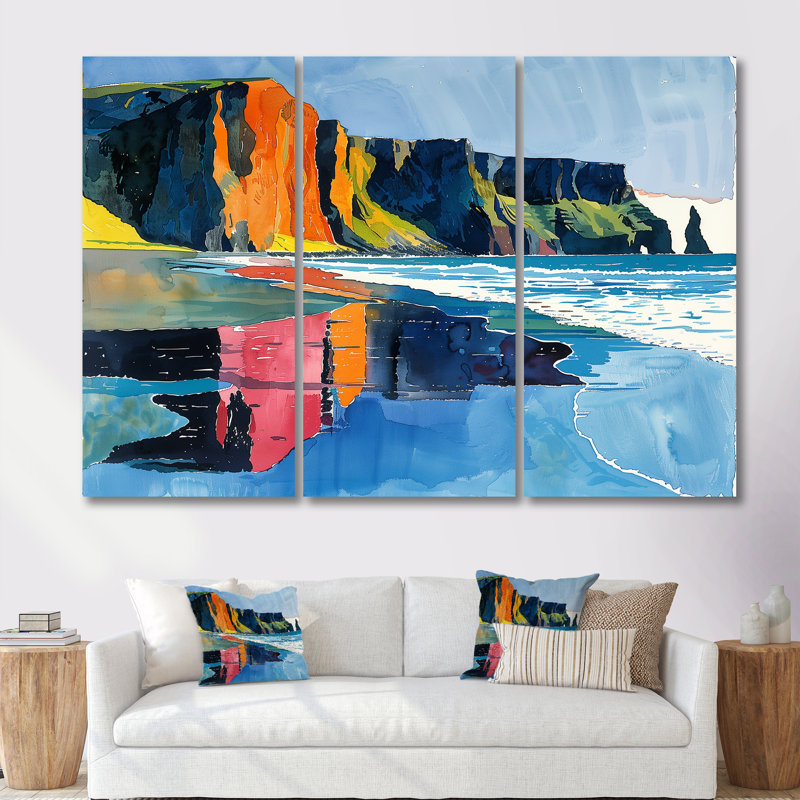 Ensemble de salon d'art mural Satterfield, H 28 po x l 12 po x P 1 po, Toile tendue