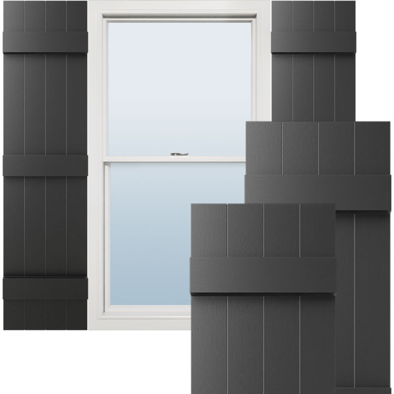 Lifetime Vinyl, Standard Four Board Joined, Board-n-Batten Shutters, w/Installation Shutter-Lok's & Matching Screws (Per Pair)