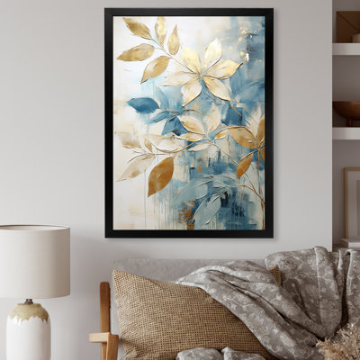 Gold And Blue Abstract Botanical - Abstract Botanicals Canvas Print