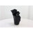 Black Ceramic Abstract Floral Inspired Decorative Vase with Wavy Folded Rim-98716326