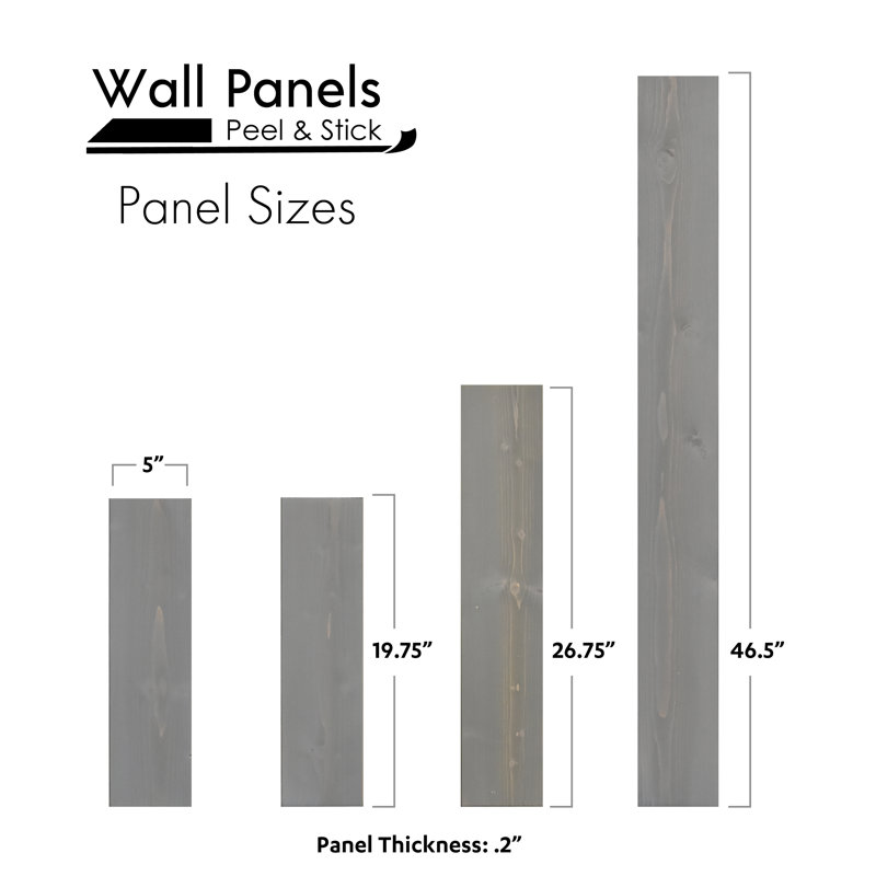 Decorative Solid Wood Wall Panel with Adhesive 3M Tape - 95 sq. ft. , Ash Gray