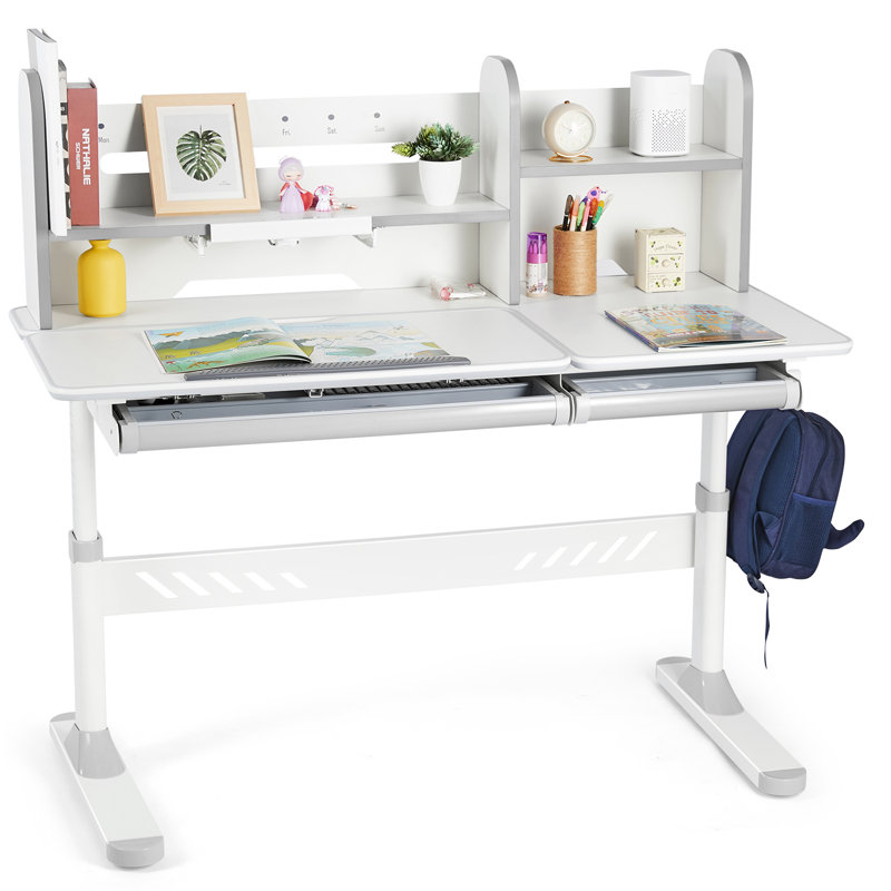 Bureau d'écriture avec bibliothèque Labarbera, Gris