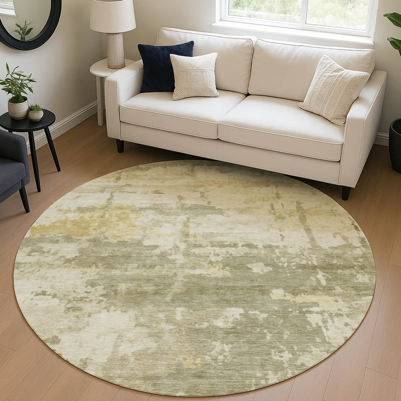 Machine Washable Indoor/Outdoor Chantille ACN2362 Abstract Rug, Round 8'