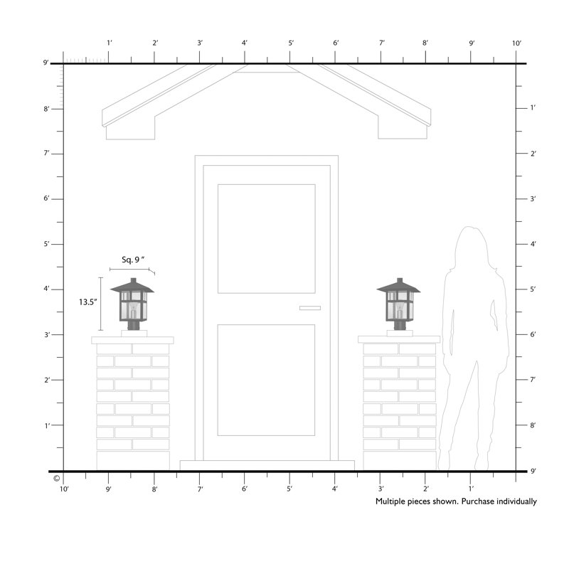 Grande lanterne d'extérieur 1 lumière en or satiné avec verre transparent, Noir texturé