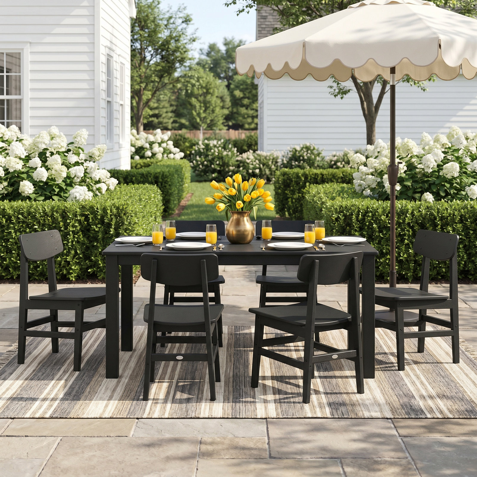 POLYWOOD® Modern Studio 64" Patio Dining Set, Slate Gray