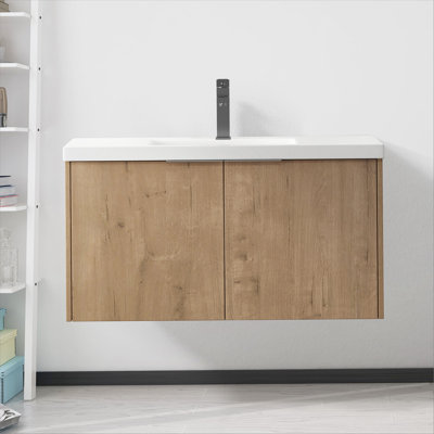 Meuble-lavabo à fixation flottante 36 po avec porte à fermeture en douceur et 2 portes Modern Design
