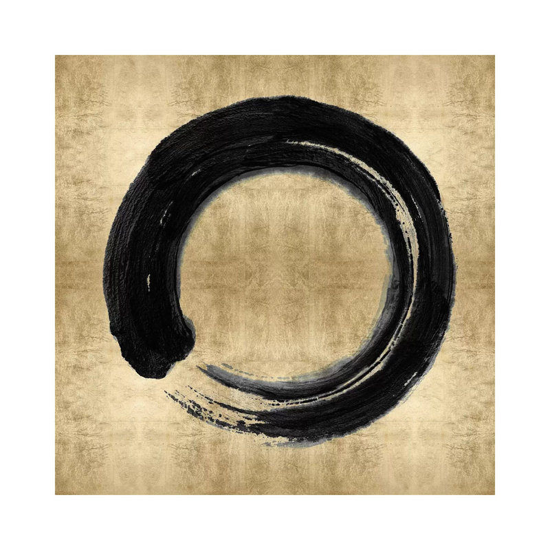 Black Zen Circle On Gold I by Ellie Roberts - Wrapped Canvas Print, 45.72 cm H x 45.72 cm W x 1.91 cm D
