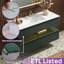 Meuble-lavabo suspendu de 122 cm (L) x 53 cm (P) avec comptoir en pierre, éclairage DEL intégré, design cannelé à deux niveaux, tiroirs à fermeture amortie, vert