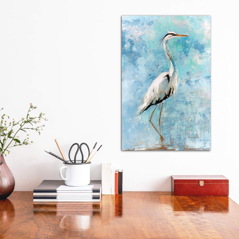 Hazy Morning Heron I by Sally Swatland - Wrapped Canvas Print, 30.48 cm H x 45.72 cm W