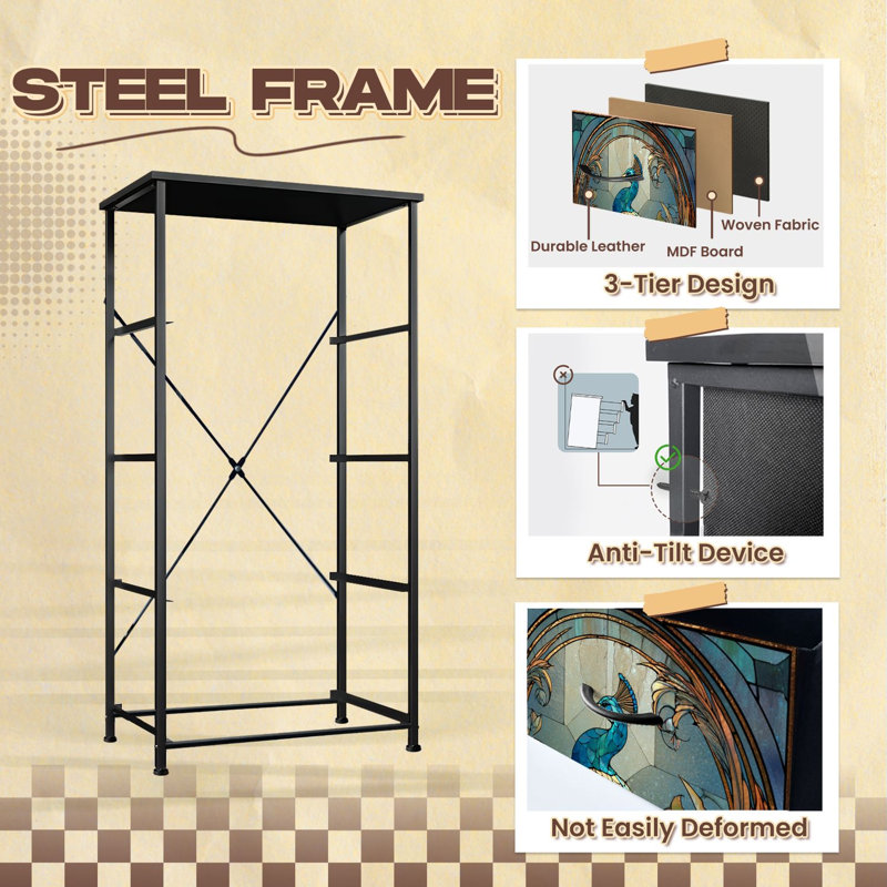 Commode de style vitrail pour la chambre à coucher avec 4 tiroirs de rangement Commode à queue de verre circulaire détaillée