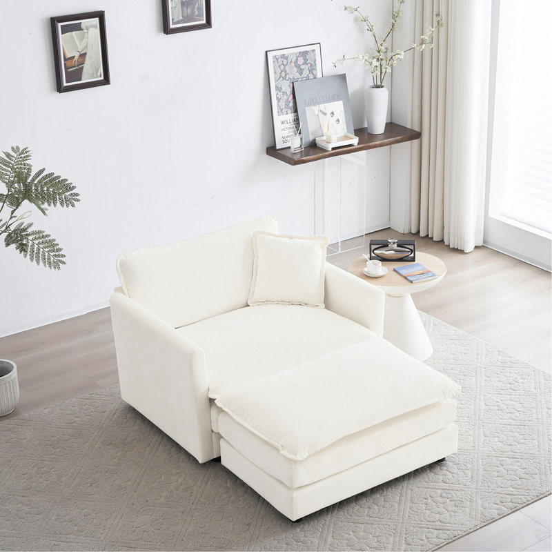 Chaise d'appoint moderne avec repose-pieds, Blanc