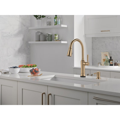Robinet de cuisine sans contact avec technologie tactile Renaldi, robinet d'évier de cuisine à jet haute pression ProClean brossé or brossé, un trou, bronze champagne