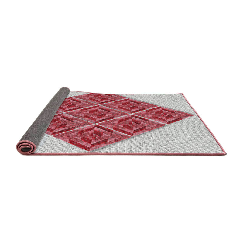 Tapis rouge/vert à motifs, Carré 4 pi