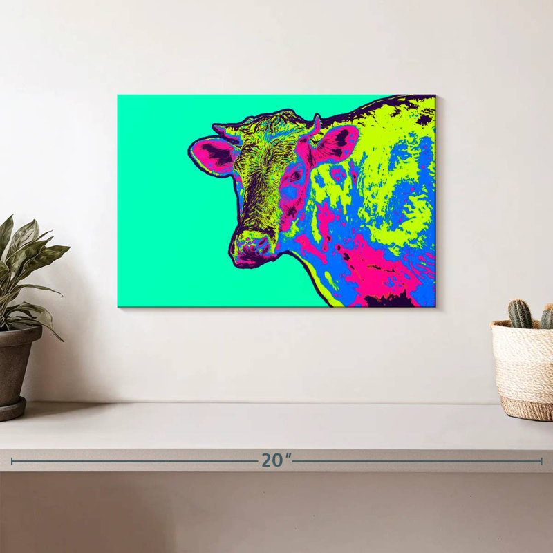 Vache au néon, H 8 po x l 12 po