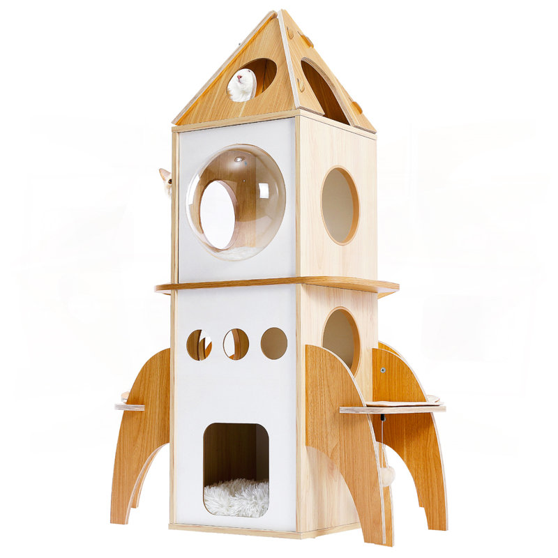 Rocket Shape Wooden Luxury Cat Tower